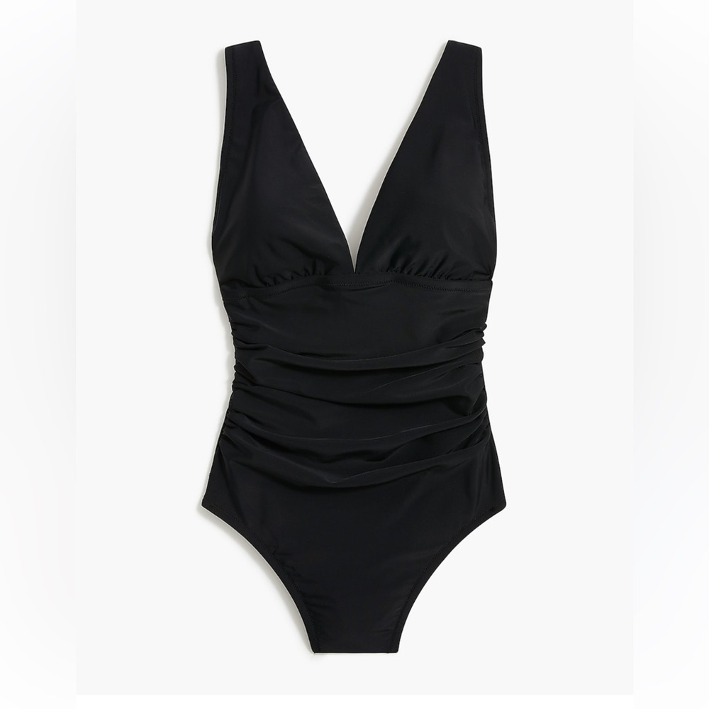 J crew black one piece rushed swim suit size small new